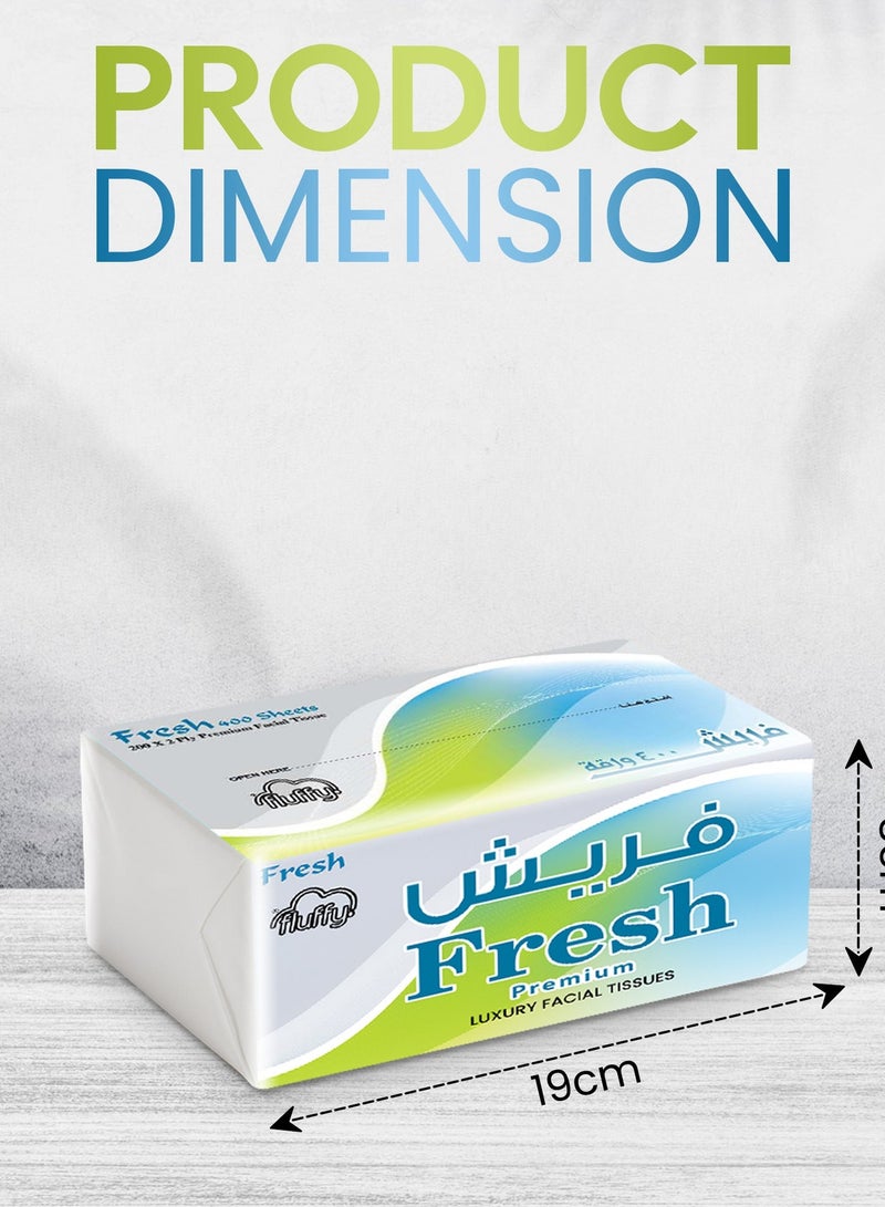 SNH Packing عبوة مناديل وجه فاخرة طازجة من 5 قطع، 200 ورقة × 2 طبقة إجمالي 2000 ورقة - Image 2